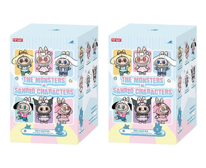 NEW POP MART The Monsters X Sanrio Family Labubu Hello Kitty Kuromi Vinyl Plush Doll Keychain Blind Box Kawaii Toys Kids Gift