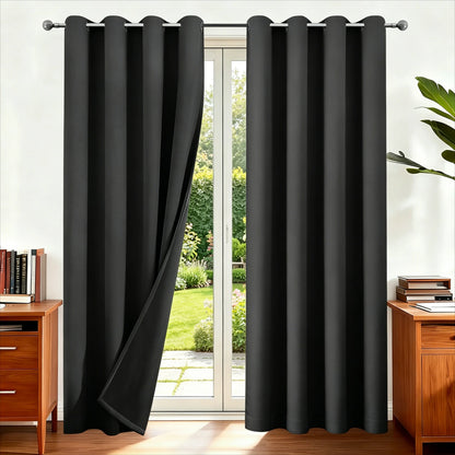 Blackout Curtains Eyelet 100% Light Blocking Thermal Insulated Curtains for Bedroom Living Room Darkening Drapes Door Curtains