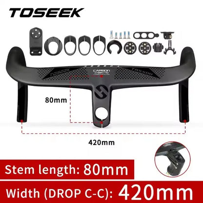 TOSEEK TR5500 T800 Carbon Bicycle Handlebar Road Bike Integrated Handlebar Di2 With Computer Holder Internal Cable Routing
