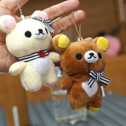 1/2PCS Kawaii Rilakkuma Anime Cartoon Plush Toys Keychain Accessories Soft Stuffed Backpack Key Pendant Girl Boy Birthday Gifts