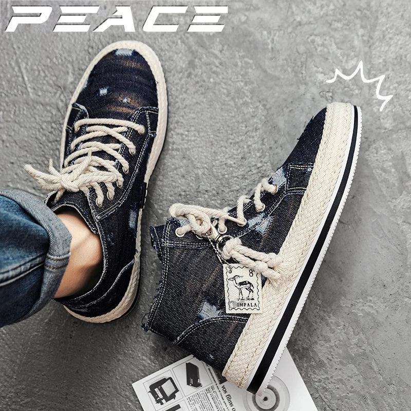 Men's Lightweight High-Top Canvas Sneakers Outdoor Casual Sports Shoes for Men