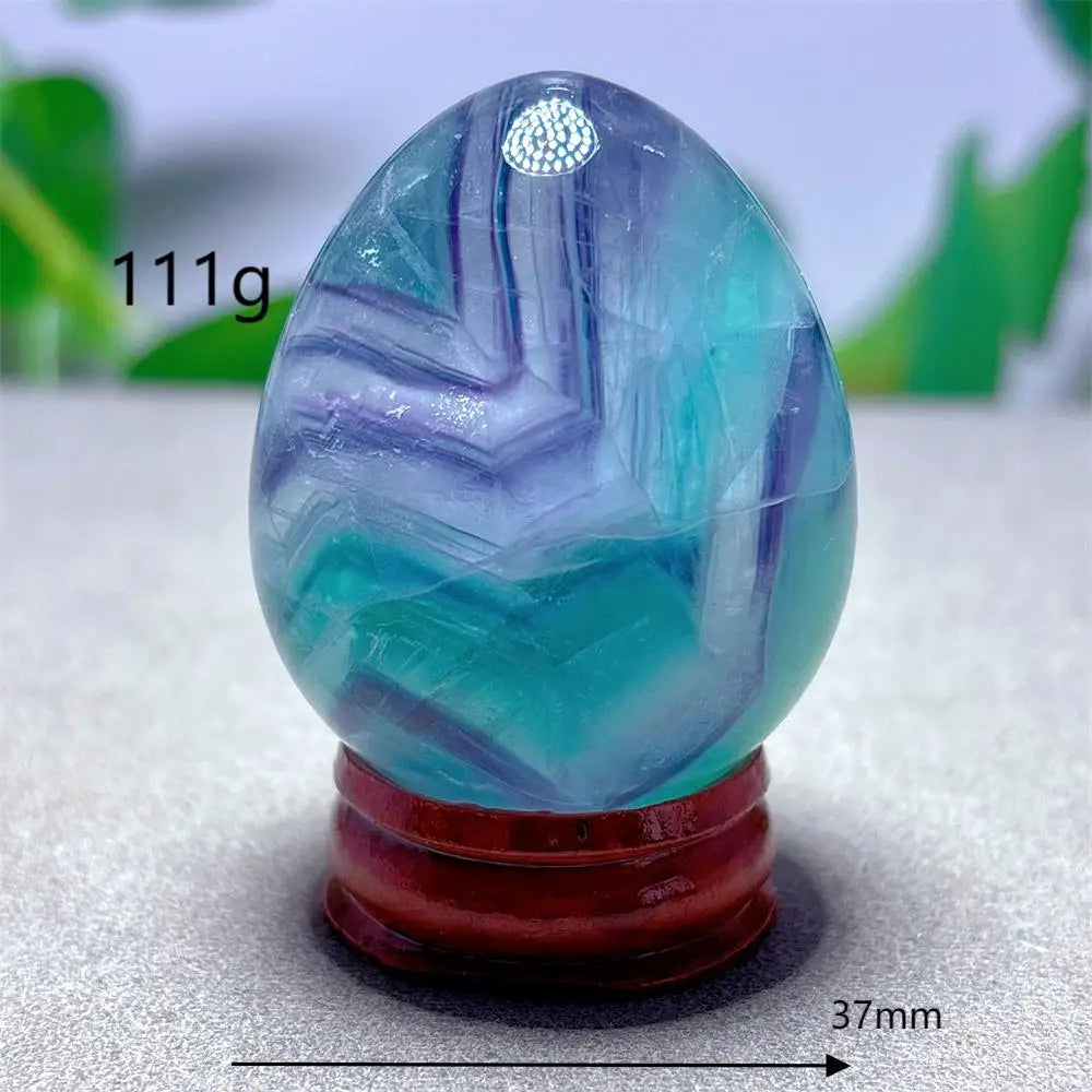 Rainbow Fluorite Egg Crystal Natural Stone Quartz Minerals Home Decoritems Reiki Gifts Energy Healing Luck Love Garden +Stand