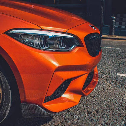 Real Carbon Fiber Car Front Bumper Splitter Side Cover For BMW F87 M2 2016-2020 Air Vent Kit Spoiler Lip Corner Guard Trim FRP