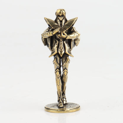 Gold Saint brass Mini Figures twelve zodiac Saint Seiya ornament cartoon model desktop decoration copper gift