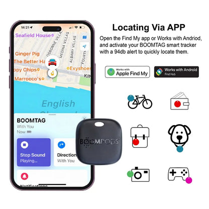 IOS/Android Mini GPS Tracker Rechargeable Anti-Lost Reminder Smart Air Tag Bluetooth Find my Locator Child Luggage Wallet Finder
