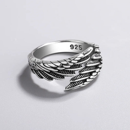 European Style Retro Feather 925 Sterling Silver Simple Temperament Exquisite Popular Sweet Opening Rings  R368