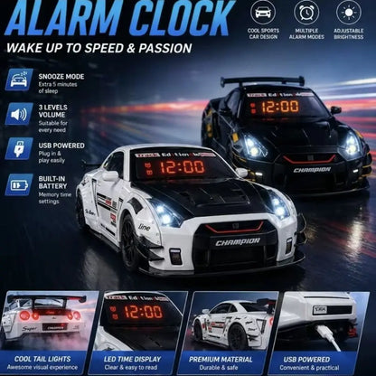 Rechargeable Hypercar Alarm Clock LED Display Alloy Body Sports Car Alarm Clock Spray Effect Water Addable Supercar Alarm Clock