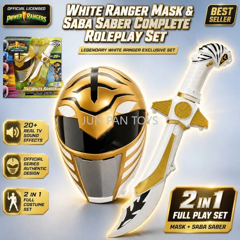 Original Mighty Morphin Power Rangers Re-Ignition Saba Saber Mask Coin Blade Blaster Dragon Knife Sound Effects Kid Roleplay Toy