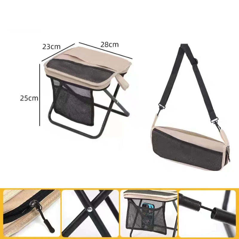 @*Foldable Backpack Stool Portable Folding Stool With Carry Bag Lightweight Mini Easy Carry Outdoor Chair For Travel For Travel