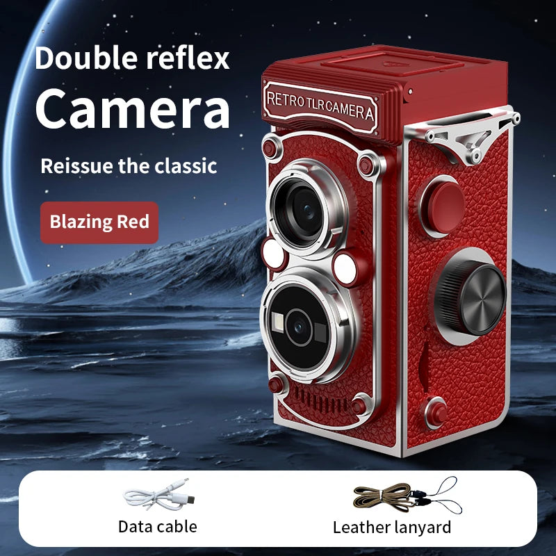 Retro Camera Dual Lens Design Infrared Night Vision Function Manual Joystick Operation HD Mini Camera Portable Nostalgic Camera