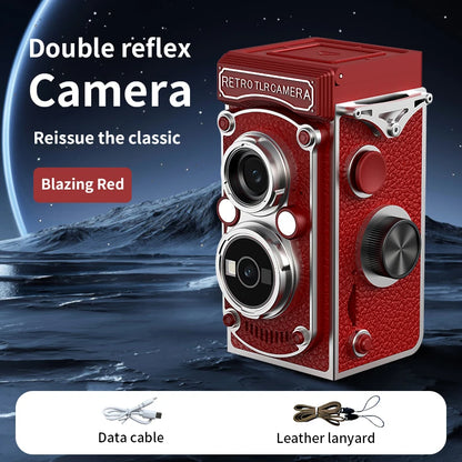 Retro Camera Dual Lens Design Infrared Night Vision Function Manual Joystick Operation HD Mini Camera Portable Nostalgic Camera