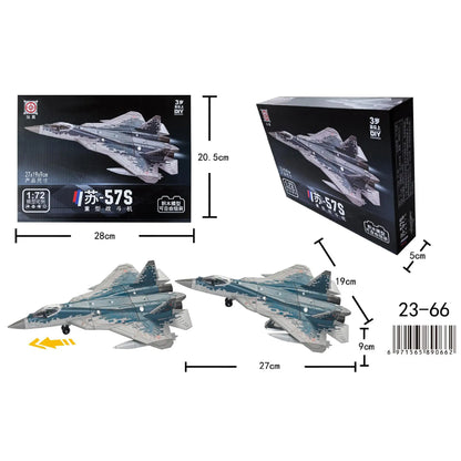 1:72 Russian SU-57S Heavy Fighter Model Creative Military Series Building Blocks Home Decor Assembled Toys For Boys Xmas Gifts