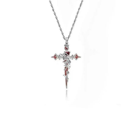 Punk Thorn Rose Cross Earrings Sweet Cool Dark Style Earring Pendant Necklace Party Halloween Jewelry