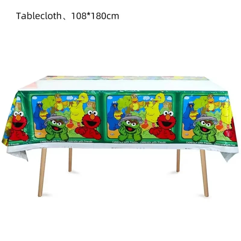 Cartoon Sesames Streeted Birthday Party Decoration Elmo Theme Balloon Set Plates Tissue Tablecloth Party Supplies Baby Shower