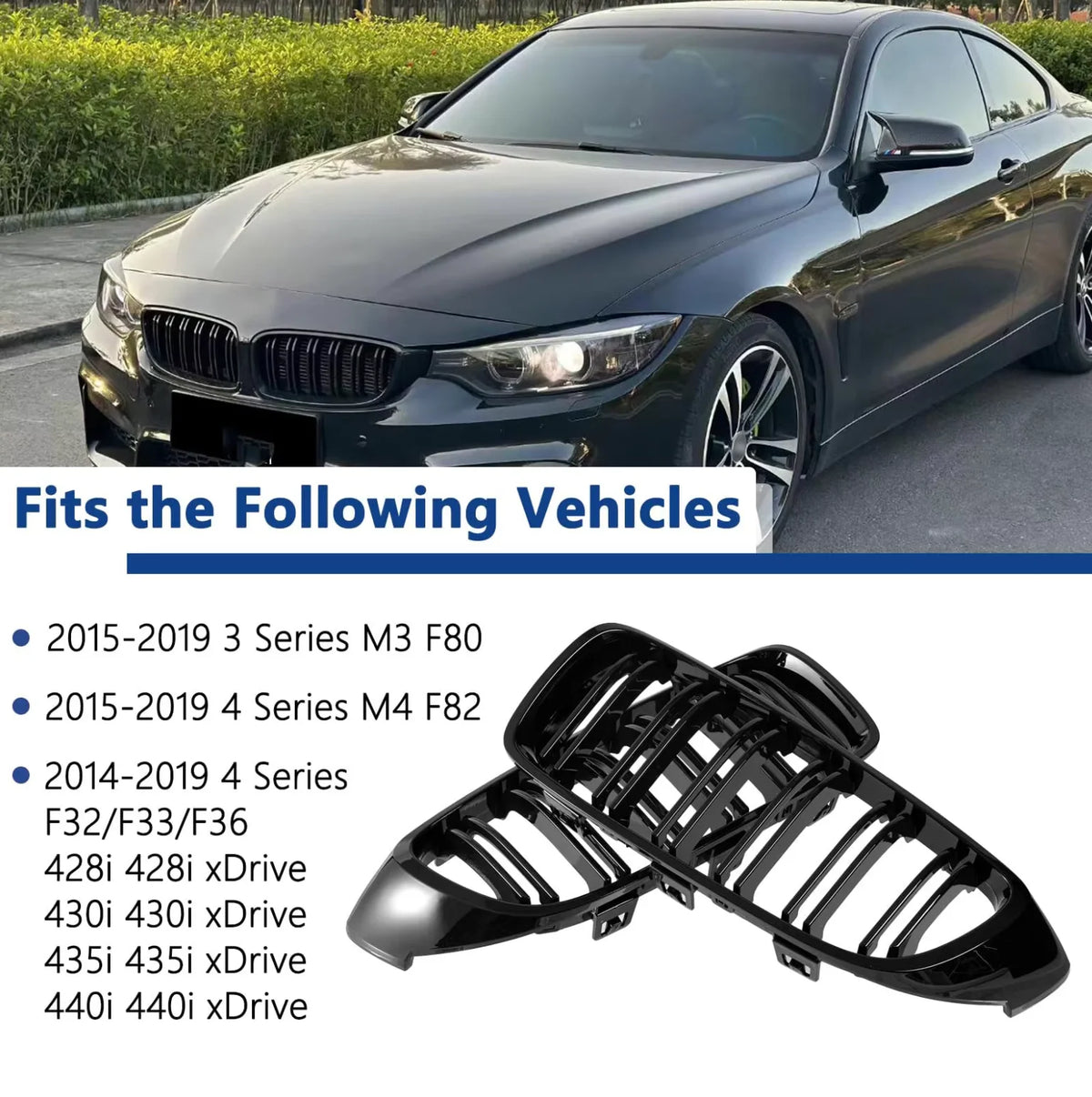 F32 F33 F36 F80 F82 Grille Front Kidney Grille Grill for BMW 4 Series F32 F33 F36 (2014-2019) M3 F80 M4 F82 (2015-2019)