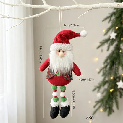 Christmas Tree Plush Hanging Ornaments Santa Snowman Reindeer Doll Pendants Tartan Cloth Xmas Home Holiday Party Decoration Gift
