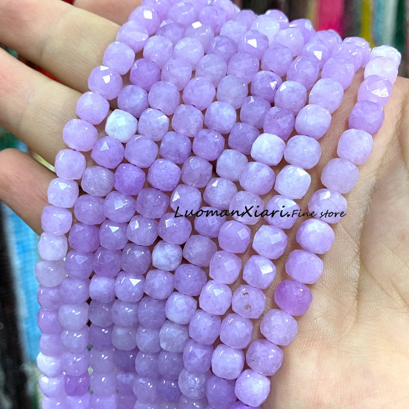 Natural Stone 7-8MM Faceted Square Lapis Lazuli Loose Cube Spacer Beads for Jewelry Making Diy Earrings Bracelets Accessories