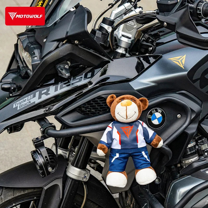 2025 New Motorcycle Decoration Bear Doll Pendant Cute Cartoon Motorcycle Bear Doll Car Trunk Accessories Motorcycle Bear