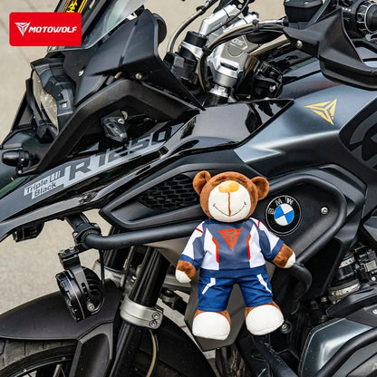 2025 New Motorcycle Decoration Bear Doll Pendant Cute Cartoon Motorcycle Bear Doll Car Trunk Accessories Motorcycle Bear