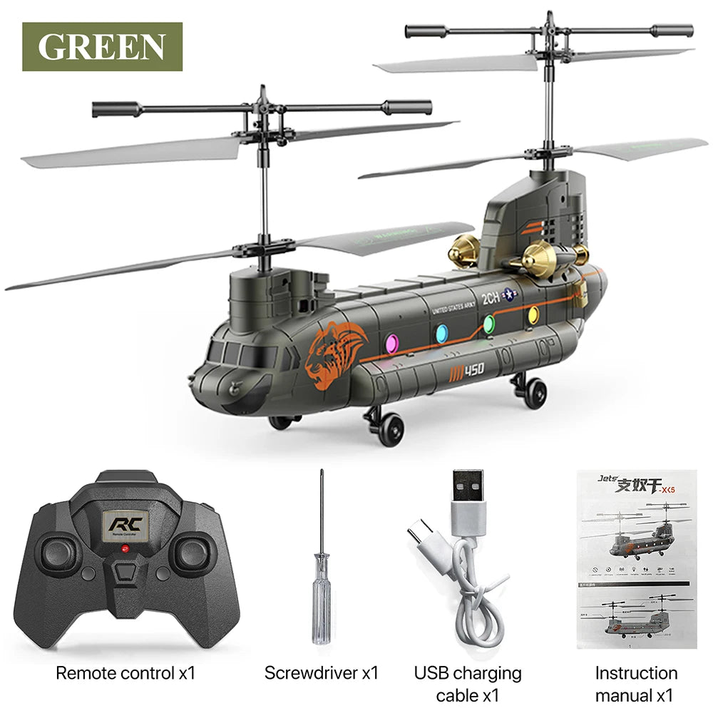 RC Helicopter XK5 Chinook Remote Control Aircraft 3.5CH 2.4G Smart Height Setting Simulation Four-Rotor Fighter Children Toy