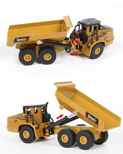 HUINA 1:40 1:50 1:60 Diecast Dump Truck Car Model Alloy Simulation Vehicle Articulated Backhoe Loader Toys for Boys Collectables