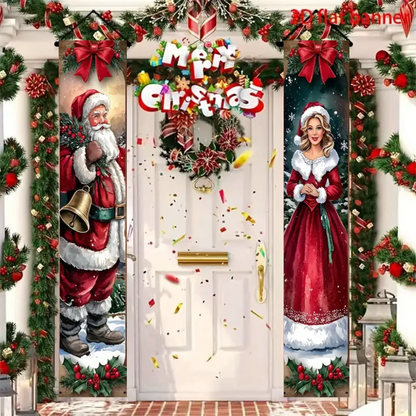 Christmas New Year Decorations Couplet Santa Snowman Door Banner For Home 2025 Xmas Hanging Ornaments Navidad Gift New Year 2026