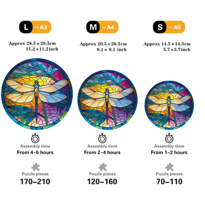Colorful Dragonfly Wooden Puzzle with Beautiful Gift Package - Unique Shaped Pieces Wooden Toys for Adults Kids, Christmas Gift
