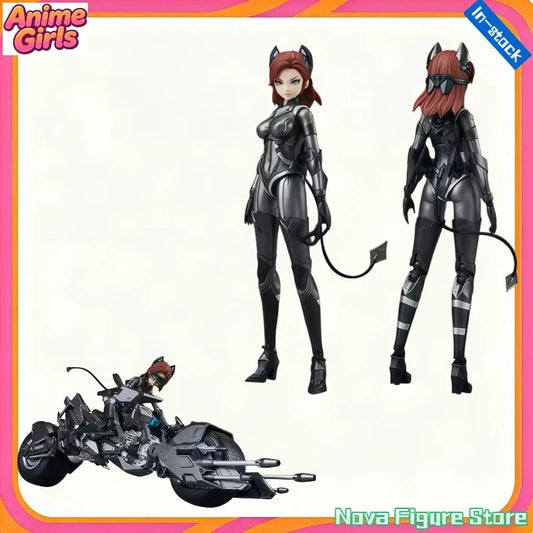 In Stock Catwoman Action Figure with Motorcycle Mech, Comic Style Statue Ornament, Collectible Decor Gift for Hobby Collectors