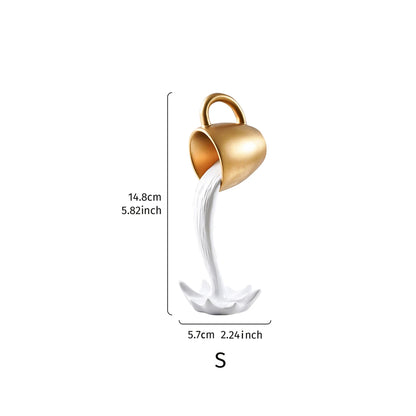 1PC, a three-dimensional suspended anti-gravity tipping coffee cup decorative item made of resin.
