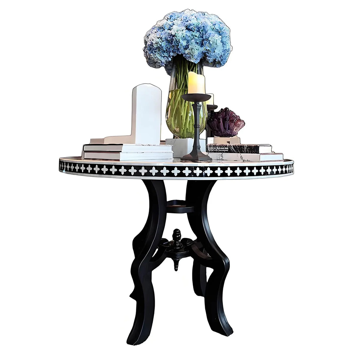 H5.26 light luxury round solid wood dining table dining table lobby display stand painted coffee table