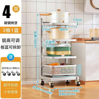 Light Luxury Metal Kitchen Trolleys Creative Storage Cart Modern Home Furniture Floor Multi-layer Fruit Vegetable Snacks Shelf