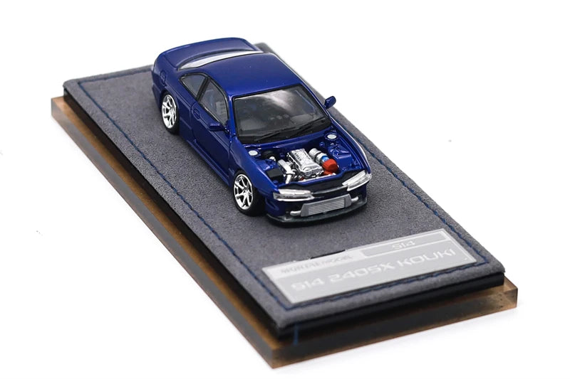 MORTAL 1:64 Silvia S14 240SE Vertex Ridge Midnight Blue / Flash Pink Diecast Model Car