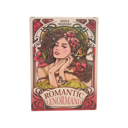 Romantic Lenormand Oracle Cards 37 Pcs Deck 10.2x7.2cm English Vision Art Nouveau Floral Motifs for Party Board Playing Games