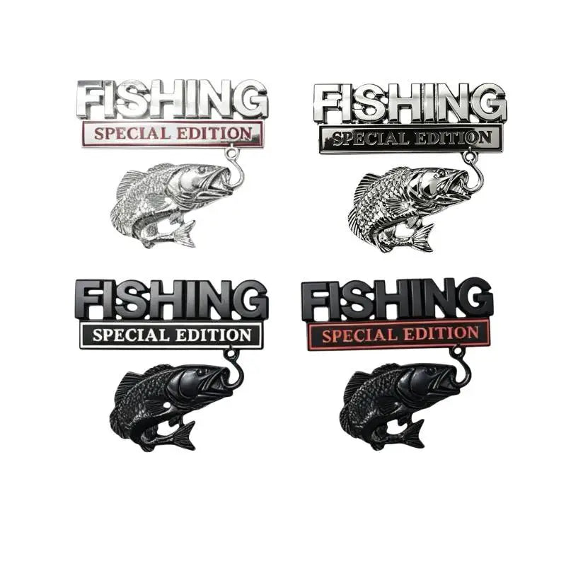 Fishing Car Sticker Metal Fishhook Badge Special Edition Waterproof Decal for Auto Truck SUV Fishing Enthusiasts