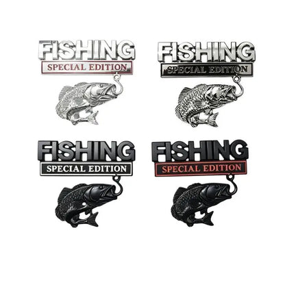 Fishing Car Sticker Metal Fishhook Badge Special Edition Waterproof Decal for Auto Truck SUV Fishing Enthusiasts