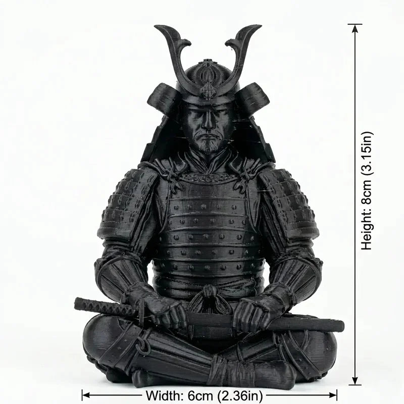 Mini Japanese Samurai Figurine 3D Printed Sitting Posture Bushido Warrior Statue Desktop Ornament Tea Tray Study Shelf Zen Decor