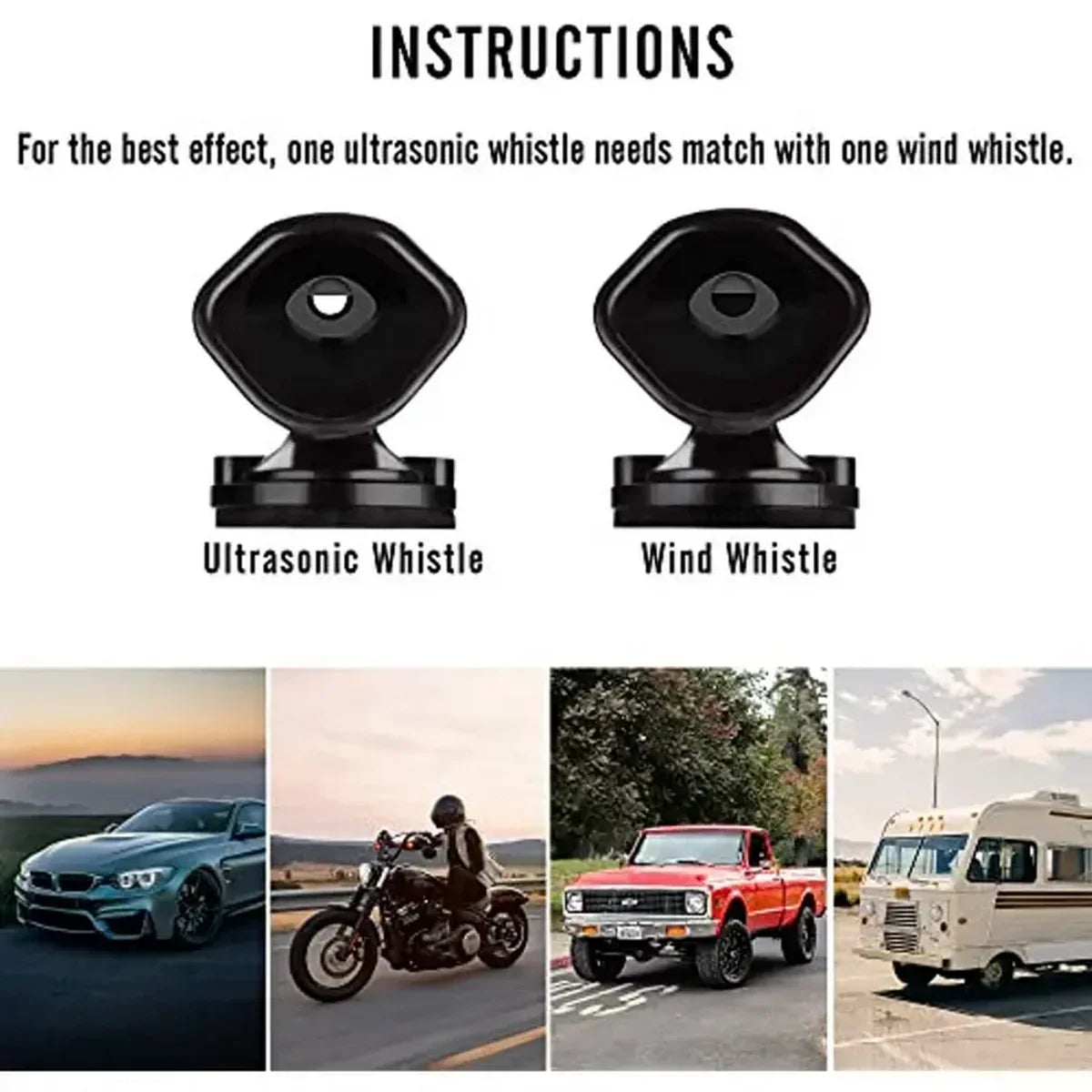 Ultrasonic Car Deer Whistle Animal Repeller Front Grille Mount Auto Safety Alert Repellent Safe for Automobiles