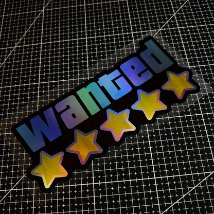 WANTED sticker, vinyl decal, waterproof, laser cut, car bumper sticker, motorcycle decal, laptop sticker, luggage sticker,
