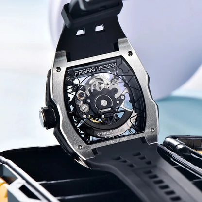 PAGANI DESIGN 42MM Hollow Skeleton Men Mechanical Watches Luxury Sapphire Glass Automatic Watch 50M Waterproof Watch For Men