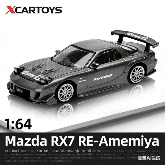 XCARTOYS 1:64 Mazda RX7 Widebody Die-Cast Simulation Car Model, Boys' Holiday Gift Toy, Adult Collection Decoration Item.