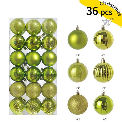36p Christmas Alien Ball Pendant Christmas Tree Decoration Pendant Set Christmas Ball Festival Decoration Scene Arrangement