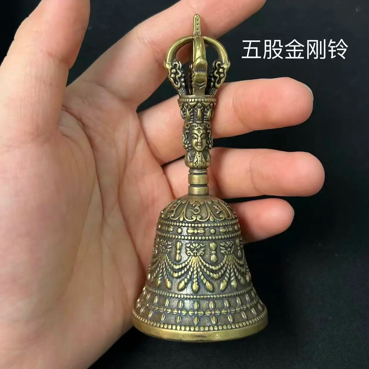 Nepal Brass Tibetan Bell Handmade Vajra Bell and Pestle Set Buddhist Tibetan Chimes Meditation Tool Sound Healing Instruments