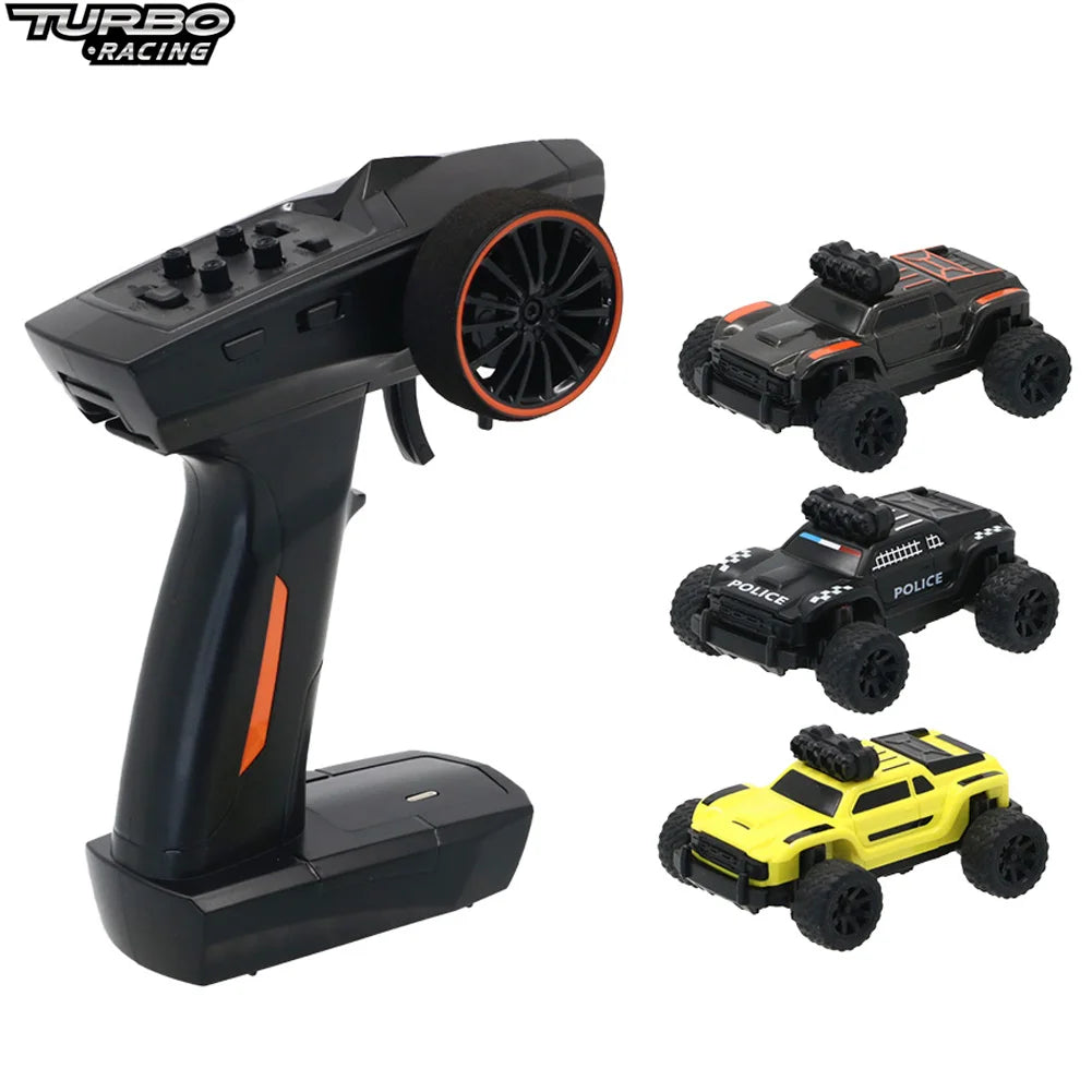 Turbo Racing 1:76 Baby Monster C81 C82 RC MINI Truck Car Monster Truck With Cool Lights Buggy RC Model Car Desktop Toy Gift