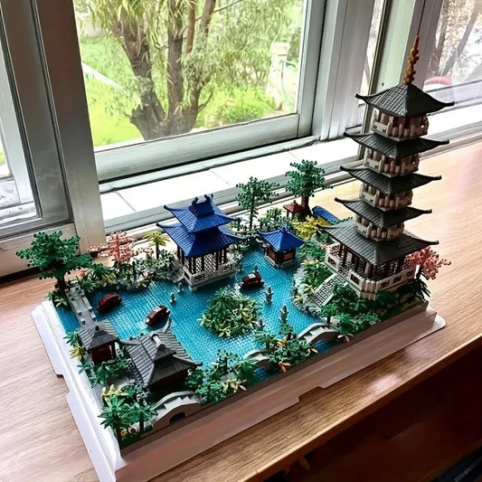 2658 Pieces of Large Building Block Model Toys of the Famous Scenic Spots in Hangzhou West Lake, Christmas and Birthday Gifts for Boys and Girls