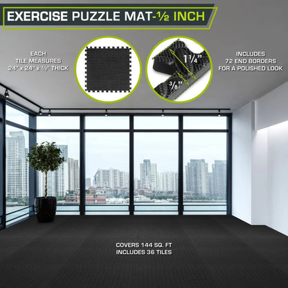 16 Piece Fitness Yoga Mat Soft EVA Foam Puzzle Mat Non Slip Interlocking Gym Mat Protective Mat for Fitness Equipment