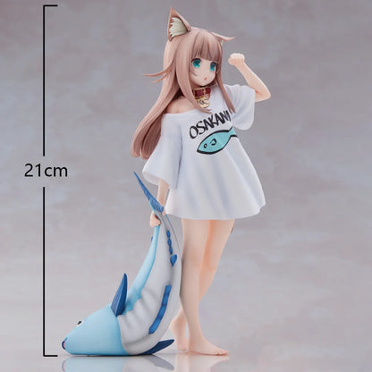 Anime Figure My Girl Kinako Figurine Standing Posture Dress Up a Cat Action Figure Cat Toy Model Collection Desk Ornament Gift