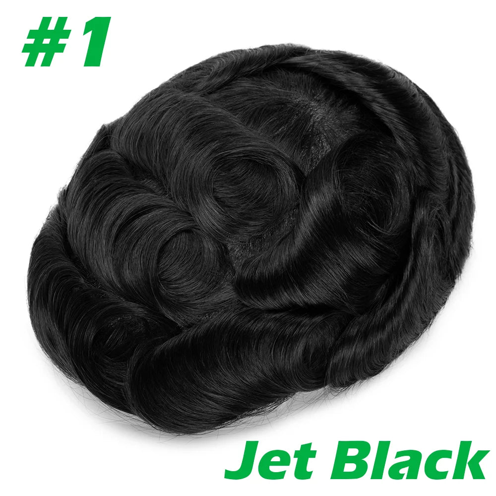 0.03mm Thin Skin Men's Wig 90% 100% Density Human Hair Men Toupee Capillary Prosthesis V Loop Natural Hairline for Hair Loss