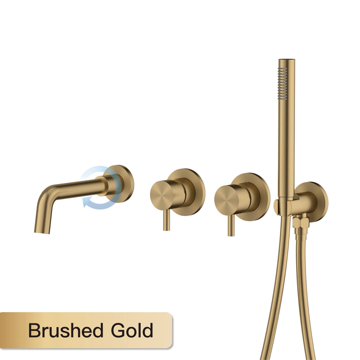 Simple Luxury Gun Gray Brass Bathroom Faucet with Wall Design and a Dual Handle Bathtub Mixer for Both Hot and Cold Water