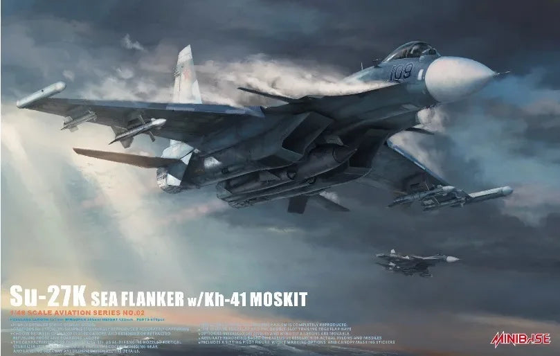 MINIBASE 8002 1/48 Russian Su-27K Sea Flanker w/Kh-41 Moskit - Assemble Scale Model Kit