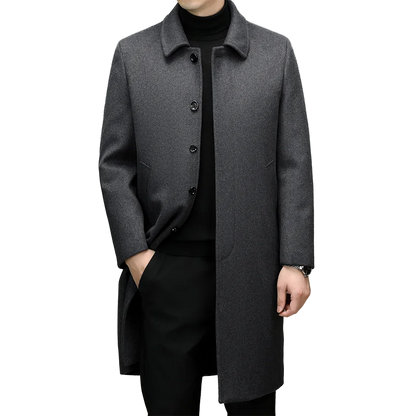 Men's High-End and Fashionable Cashmere Coats for Autumn and Winter, Mid-Length Lapel Jackets, Wool and Woolen Fabrics